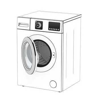 Sketch of front load washing machine Stock Illustration