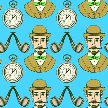 Sketch genteleman's pattern Stock Illustration