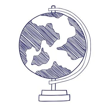 Sketch globe doodle. Hand drawn earth. Vector school handdrawn map. Illustrazione stock