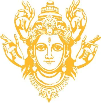 Sketch of Goddess Chamundi or Durga Maa Outline Editable Vector Illustration イラスト素材