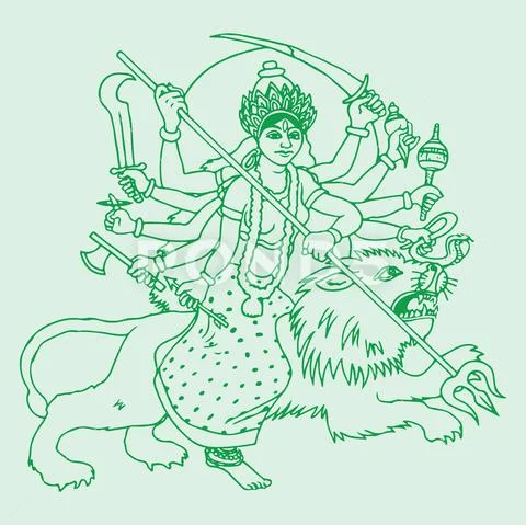 Sketch of Goddess Chamundi or Durga Maa Outline Editable Vector  Illustration Stock Vector - Illustration of dasara, durga: 199765182