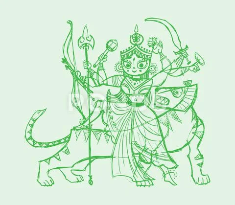 The Goddess Durga Drawing by Somnath Kundu - Pixels