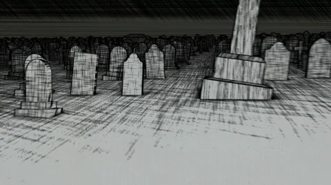 Sketch graveyard with AE project to put text on tombstones Stock Footage 267273