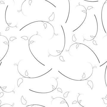 Sketch of gray branches with leaves. Repeating vector pattern. Stock Illustration