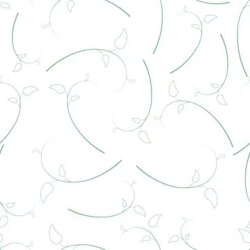 Sketch of green branches with leaves. Repeating vector pattern. Stock Illustration