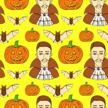 Sketch Halloween seamless pattern Stock Illustration