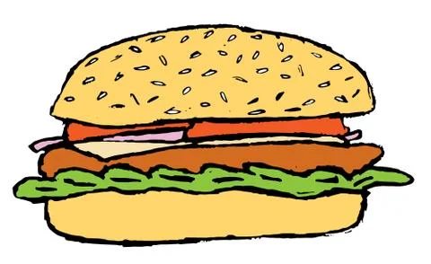 Sketch of the hamburger Illustrazione stock