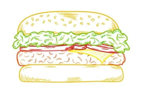 Sketch of the hamburger Illustrazione stock