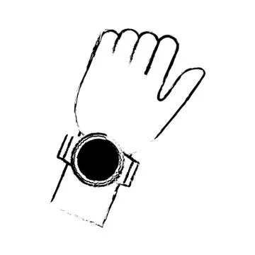 Sketch hand with smart watch timer technology Stock Illustration