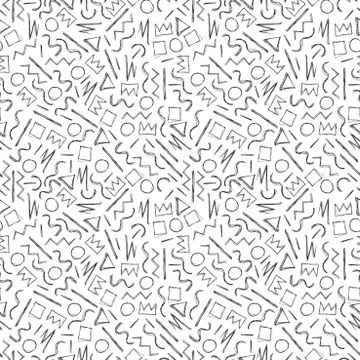 Sketch handdrawn seamless pattern. Memphis style 库存插图