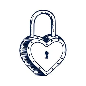 Sketch Heart Lock Icon Vector Illustration Stock Illustration