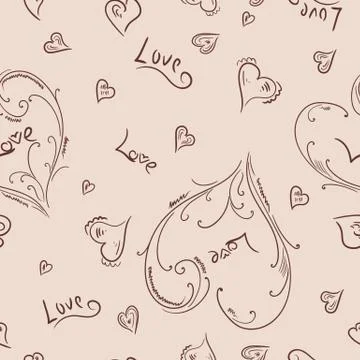 Sketch heart pattern Stock Illustration