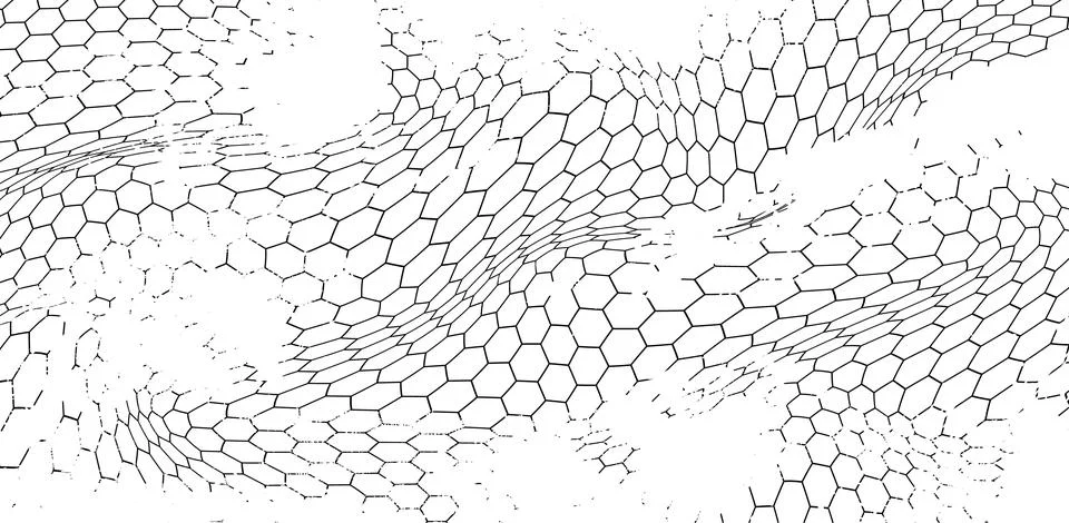 Sketch hexagon distorted pattern, grunge texture Stock Illustration