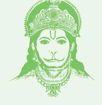 Image of Sketch Of Lord Hanuman Standing And Doing Namaste Outline Editable  Vector Illustration-GQ260676-Picxy