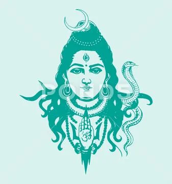 Sketch of Indian famous and powerful god Lord Shiva and his symbols ...