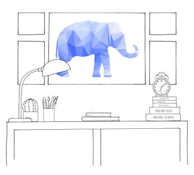 Sketch of the interior. Stock Illustration