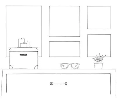 Sketch of the interior. Stock Illustration