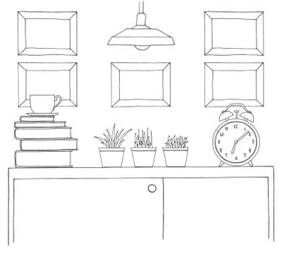 Sketch of the interior. Stock Illustration