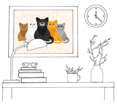 Sketch of the interior. Stock Illustration