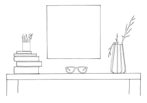 Sketch of the interior. Stock Illustration