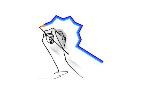 Sketch. It is a hand drawn, draws a line. Pencil bends smoothly isolated Stock Illustration