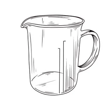 Sketch kitchen measuring cup. Vector illustration in sketch style 스톡 일러스트