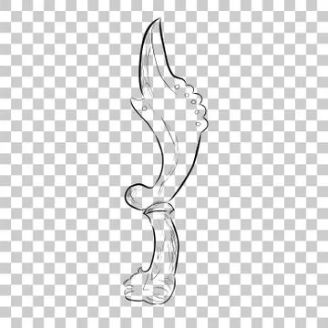 Sketch of Kujang, Indonesia, West Java Knife, at transparent effect background Stock Illustration