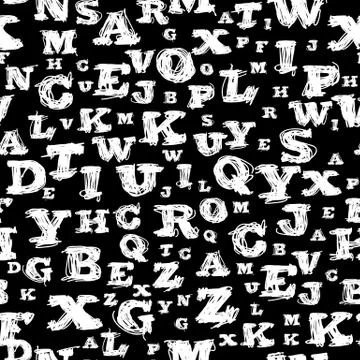 Sketch letters seamless pattern. Abstract alphabet background. Vector illustr Stockillustratie