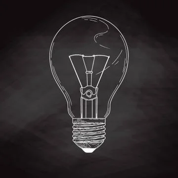 Sketch lightbulb isolated on a blackboard. Vector Stock Illustration