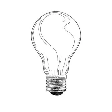 Sketch lightbulb isolated on a white background. Vector Stock Illustration