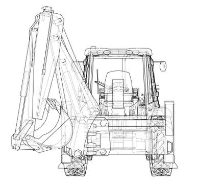 Sketch of Loading Shovel with Back Actor Stock Illustration