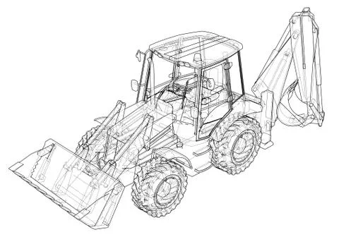 Sketch of Loading Shovel with Back Actor Stock Illustration
