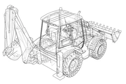 Sketch of Loading Shovel with Back Actor Stock Illustration