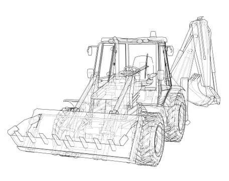 Sketch of Loading Shovel with Back Actor Stock Illustration