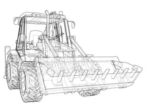 Sketch of Loading Shovel with Back Actor Stock Illustration