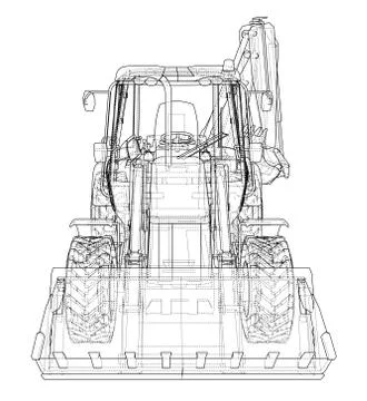 Sketch of Loading Shovel with Back Actor Stock Illustration