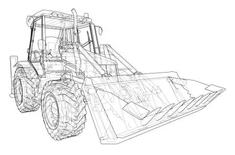 Sketch of Loading Shovel with Back Actor Stock Illustration