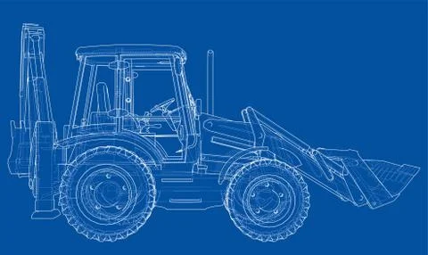 Sketch of Loading Shovel with Back Actor Stock Illustration