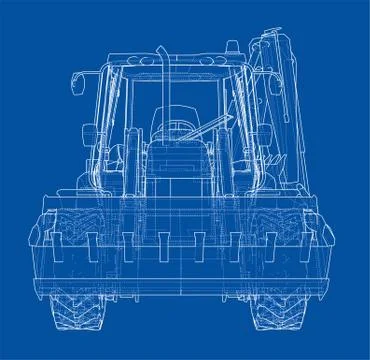 Sketch of Loading Shovel with Back Actor Stock Illustration