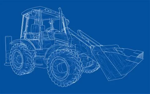 Sketch of Loading Shovel with Back Actor Stock Illustration