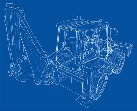 Sketch of Loading Shovel with Back Actor Stock Illustration