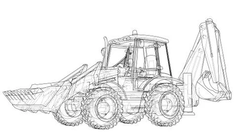 Sketch of Loading Shovel with Back Actor Stock Illustration