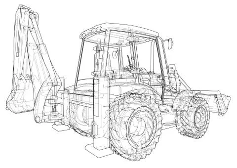 Sketch of Loading Shovel with Back Actor Stock Illustration