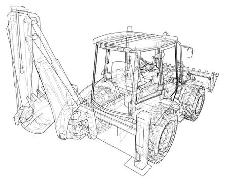 Sketch of Loading Shovel with Back Actor Stock Illustration