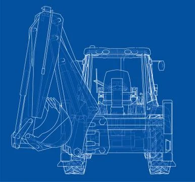 Sketch of Loading Shovel with Back Actor Stock Illustration