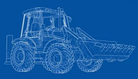 Sketch of Loading Shovel with Back Actor 库存插图