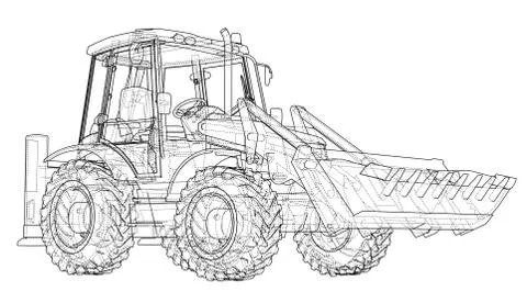 Sketch of Loading Shovel with Back Actor Stock Illustration