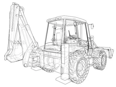 Sketch of Loading Shovel with Back Actor Stock Illustration