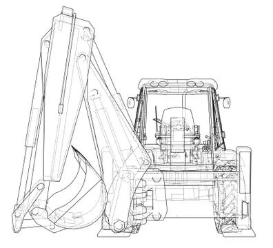 Sketch of Loading Shovel with Back Actor Stock Illustration
