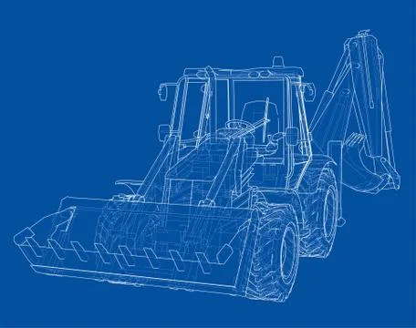 Sketch of Loading Shovel with Back Actor Stock-Illustration